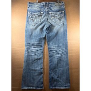 Salvage Mayhem 3TS Regular Bootcut Jeans Mens 31S Blue Distressed Buckle